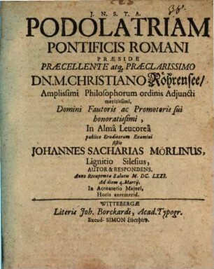 De podolatria Pontificis Romani