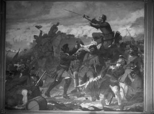 "Vaterländische Geschichtsgalerie": König Karl XII. in der Schlacht bei Poltawa, im Jahre 1709