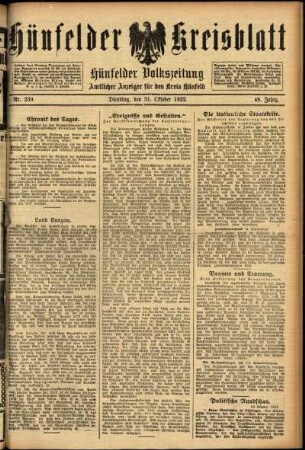 Ausgabe vom Dienstag, den 31. Oktober 1922.