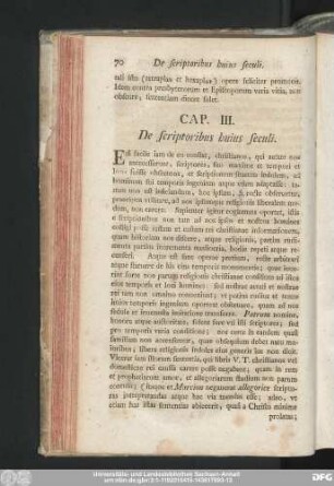 Cap. III. De scriptoribus huius seculi.