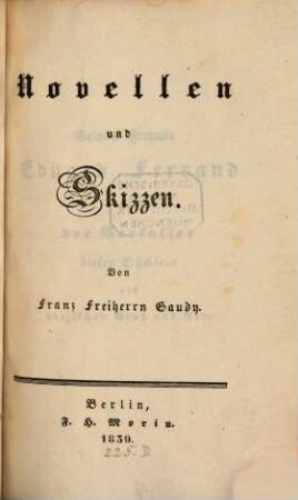 Novellen und Skizzen