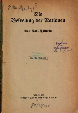 Die Befreiung der Nationen : Von Karl Kautsky