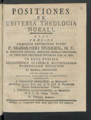 Positiones Ex Universa Theologia Morali