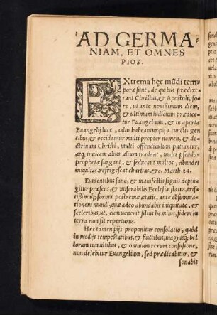 AD GERMANIAM, ET OMNES PIOS.