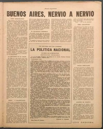 La política nacional : Los lectores que nos escriben
