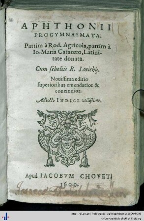 Aphthonii Progymnasmata : Adiecto Indice utilissimo