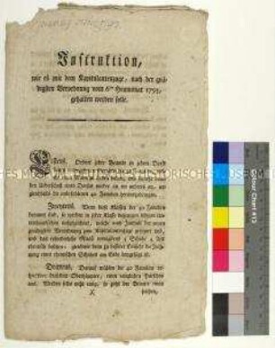 Verordnung über die Durchführung des Mandats von Karl Theodor Kurfürst von Bayern und Pfalzgraf bei Rhein zur Rekrutierung von Soldaten für die Landesarmee
