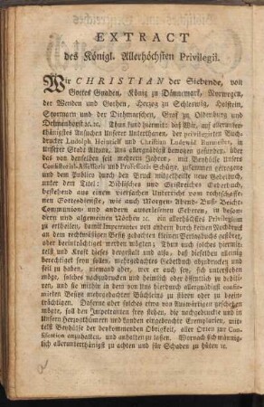 Extract des Königl. Allerhöchsten Privilegii