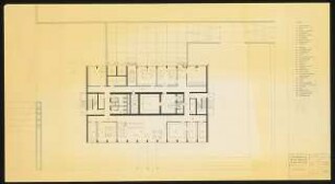 Hochschulbibliothek, Karlsruhe Neubau: Untergeschoss, Grundriss mit Legende und Möblierung, 1:100