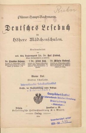 Teil 4 = 5. Schulj, [Schülerband]: [Teil 4 = 5. Schulj, [Schülerband]]