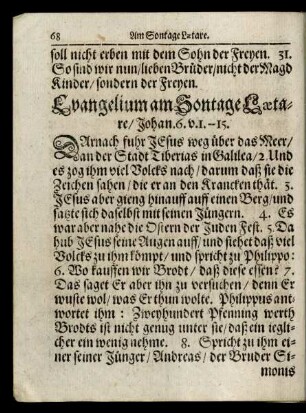 Evangelium am Sontage Laetare/ ...