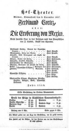 Ferdinand Cortez, oder: Die Eroberung von Mexico
