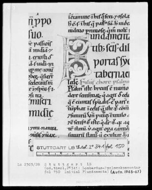 Petrus Lombardus, Psalmenkommentar — Initiale D (eus in adiutorum), Folio 150recto
