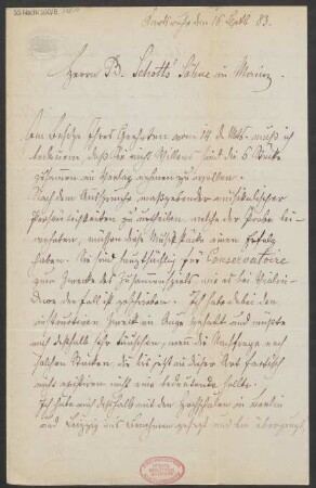 Brief an B. Schott's Söhne : 16.09.1883