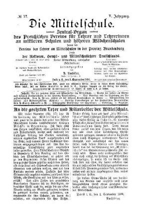 An die geehrten Leser und Mitarbeiter der Mittelschule