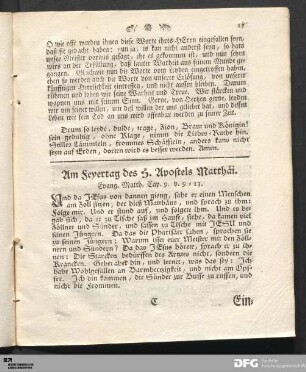 [II. Predigt] Am Feyertag des H. Apostels Matthäi.