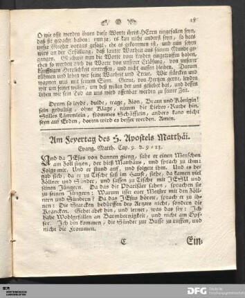 [II. Predigt] Am Feyertag des H. Apostels Matthäi.