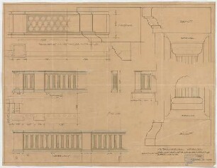 Thiersch, Friedrich von; Wiesbaden; Kurhaus - Stirnwand der Kuppelhalle Ost u. West (Details)