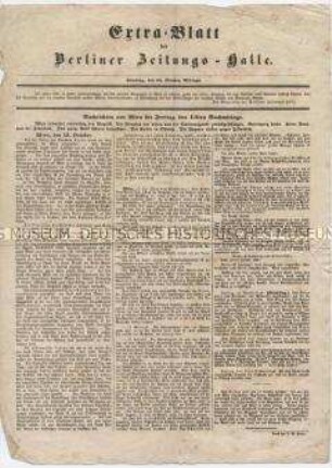 Extrablatt der Berliner Zeitungs-Halle; 15. Oktober