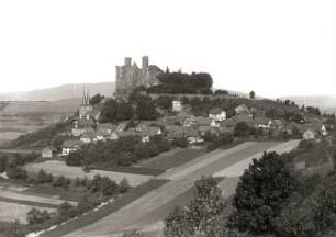 Bornhagen, Ortsansicht : Bornhagen. Ortsansicht mit Burg Hanstein (1308 begonnen) von Südosten