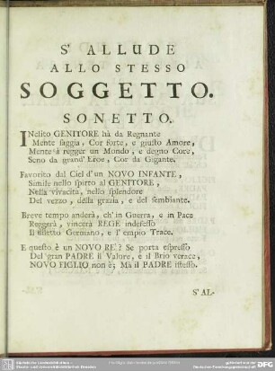 S´Allude Allo Stesso Soggetto. Sonetto
