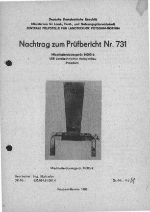 Mischfutterdosiergerät MDG-2