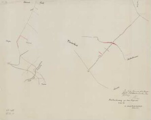 Kartenausschnitt mit Hainchen, Rittershausen und Neuhütte. Handzeichnung zu dem Bericht vom 29. Mai 1886.