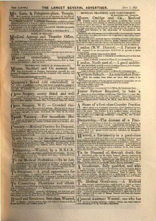 The lancet. 1871, [3.] Advertiser