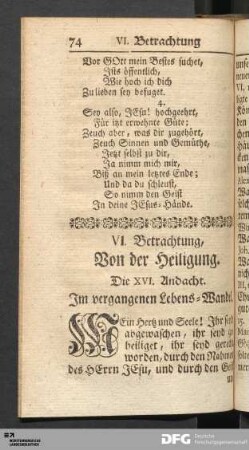 VI. Betrachtung, Von der Heiligung. [XVI. bis XVIII. Andacht]