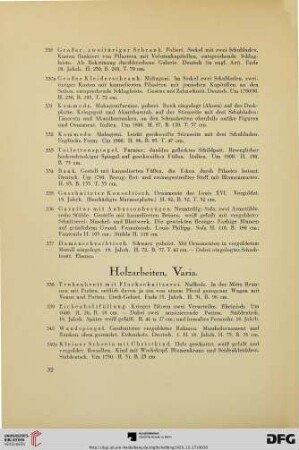 Holzarbeiten, Varia (Nr. 338-353)