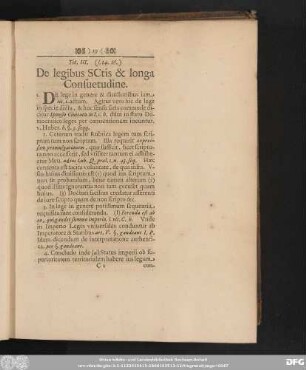 Tit. III. (I. 14. 16.) De legibus Sctis & longa Consuetudine.