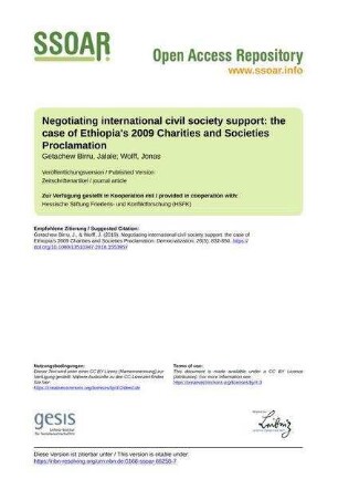 Negotiating international civil society support: the case of Ethiopia's 2009 Charities and Societies Proclamation