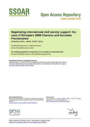 Negotiating international civil society support: the case of Ethiopia's 2009 Charities and Societies Proclamation