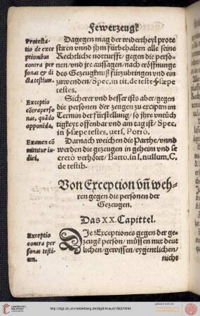XX. Capittel: Von Exception vnd wehren gegen die personen der Gezeugen