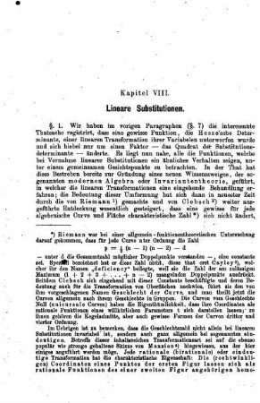 Kapitel VIII. Lineare Substitutionen.