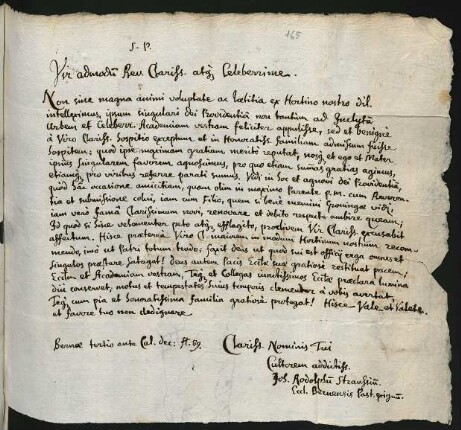 1 lat. Brief, Bern 1689