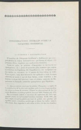 Consideraciones jenerales sobre la Patagonia Occidental