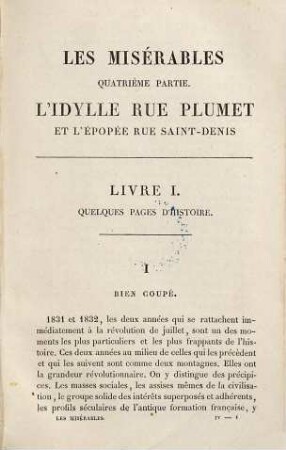 Les misérables, 4. L'idylle rue Plumet et l'épopée rue St.-Denis