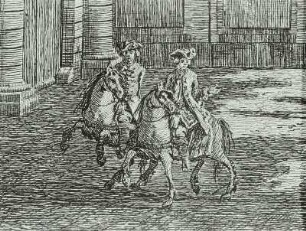 Ansicht des Neumarktes zu Dresden / Galerie Royale (Stallhof) und Frauenkirche, vom Jüdenhof aus