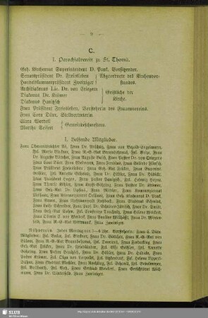 I. Parochialverein zu St. Thomä