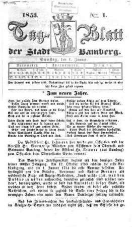 Tag-Blatt der Stadt Bamberg, 1853 = Jg. 20