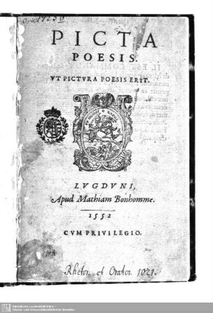 Picta poesis : ut pictura poesis erit