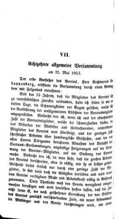 Achtzehnte allgemeine Versammlung am 25. Mai 1853
