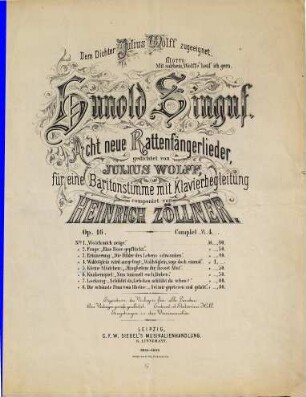 Hunold Singuf : acht neue Rattenfängerlieder ; gedichtet von Julius Wolff ; für eine Baritonstimme mit Klavierbegleitung ; Op. 16 ; dem Dichter Julius Wolff zugeeignet, 5. Kleine Mädchen: "Jüngferlein ihr, fasset Mut"