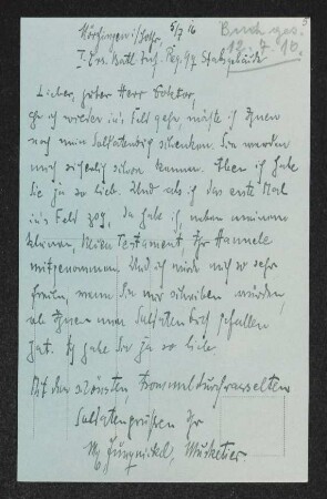 Brief von Max Jungnickel an Gerhart Hauptmann