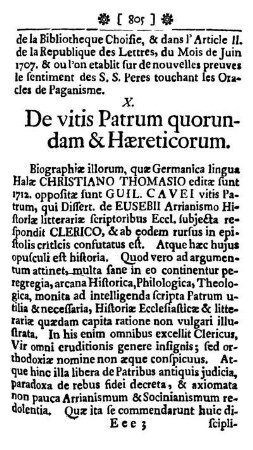 X. De vitis Patrum quorundam & Hæreticorum.