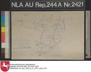Das Grenzgebiet zwischen den Ämtern Esens und Wittmund mit Einzeichnung der Groden und in der Nähe liegenden Orte Handzeichnung von Börner Papier auf Leinen Format 31,5x20,5 M 1:36.500 (ca)