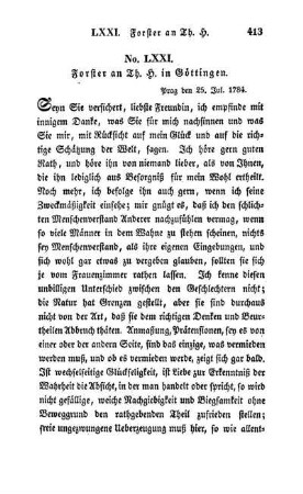 No. LXXI. Forster an Th. H. in Göttingen