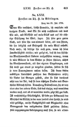 No. LXXI. Forster an Th. H. in Göttingen