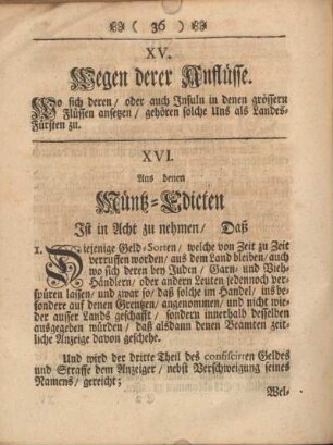 XVI. Aus denen Müntz-Edicten ...